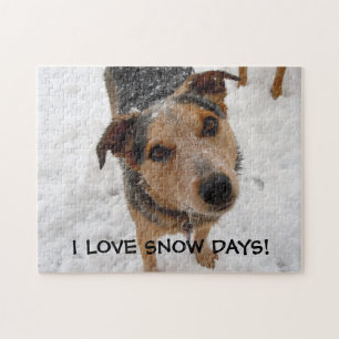 オーストラリアの牛犬の初恋の雪の日 ジグソーパズル