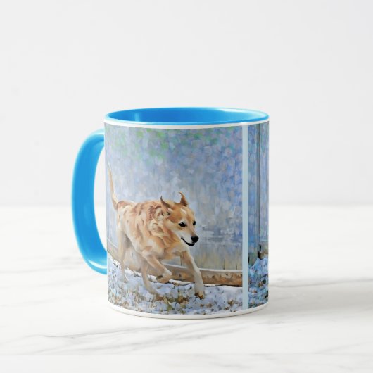オーストラリアの牛走の犬の雪のマグカップ マグカップ (正面左)