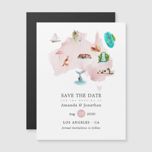 オーストラリアの目的地の結婚式の日付を保存 (正面/裏面)