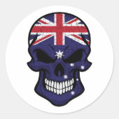 オーストラリアの笑顔スカル国旗 ラウンドシール (正面)