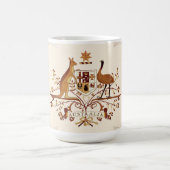 オーストラリアの紋章の茶色の濃淡 コーヒーマグカップ (中央)