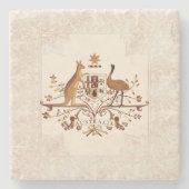 オーストラリアの紋章の茶色の濃淡 ストーンコースター (正面)