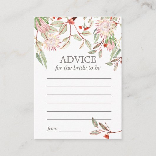 オーストラリアの素朴な花の花嫁へのアドバイスカード アドバイスカード (正面)