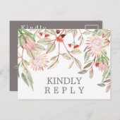 オーストラリアの素朴花結婚の対応RSVP ポストカード (正面/裏面)
