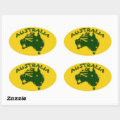 オーストラリアの緑と金ゴールド 楕円形シール (シート)