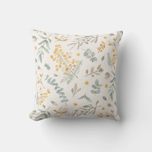 オーストラリアの編み枝細工のユーカリはベージュティール（緑がかった色）を去ります クッション (正面)