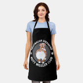 オーストラリアの羊飼いお尻ウィグラーズクラブ – レッドメルル エプロン (着用した状態)