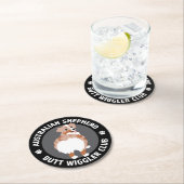 オーストラリアの羊飼いお尻ウィグラーズクラブ – レッドメルル ラウンドペーパーコースター (インサイチュ)