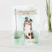オーストラリアの羊飼いが新犬を祝う カード (正面)