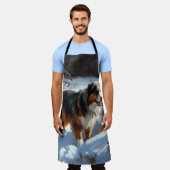 オーストラリアの羊飼いが雪のクリスマスを過ごす エプロン (着用した状態)