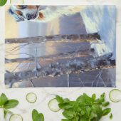 オーストラリアの羊飼いが雪のクリスマスを過ごす キッチンタオル (折り畳み)