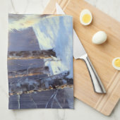 オーストラリアの羊飼いが雪のクリスマスを過ごす キッチンタオル (四つ折り)