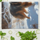 オーストラリアの羊飼いが雪のクリスマスを過ごす キッチンタオル (折り畳み)