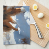 オーストラリアの羊飼いが雪のクリスマスを過ごす キッチンタオル (四つ折り)