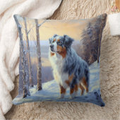 オーストラリアの羊飼いが雪のクリスマスを過ごす クッション (ブランケット)