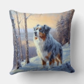 オーストラリアの羊飼いが雪のクリスマスを過ごす クッション (裏面)