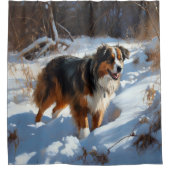 オーストラリアの羊飼いが雪のクリスマスを過ごす シャワーカーテン (正面)