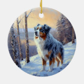 オーストラリアの羊飼いが雪のクリスマスを過ごす セラミックオーナメント (裏面)