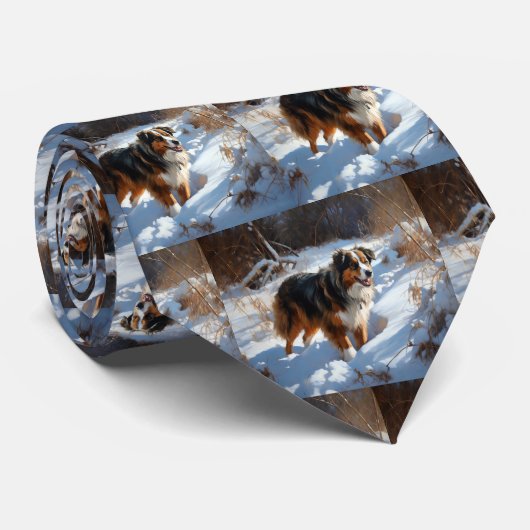 オーストラリアの羊飼いが雪のクリスマスを過ごす ネクタイ (ロール)