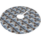 オーストラリアの羊飼いが雪のクリスマスを過ごす ブラッシュドポリエステルツリースカート (アングル)