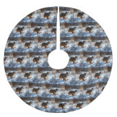 オーストラリアの羊飼いが雪のクリスマスを過ごす ブラッシュドポリエステルツリースカート (正面)