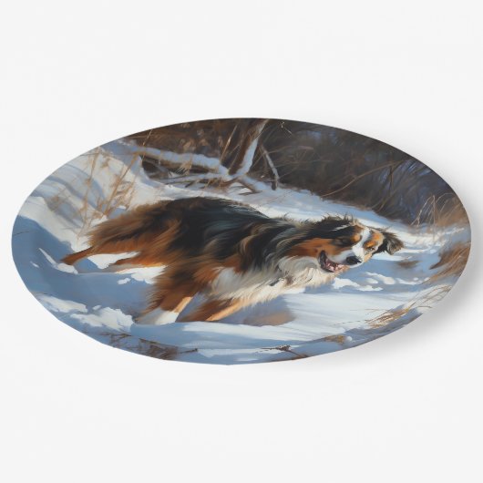 オーストラリアの羊飼いが雪のクリスマスを過ごす ペーパープレート (アングル)