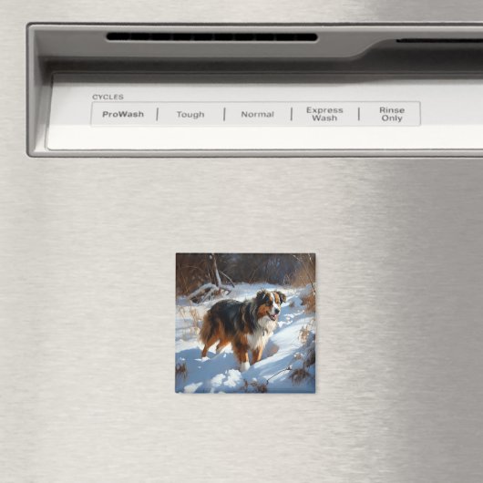 オーストラリアの羊飼いが雪のクリスマスを過ごす マグネット (インサイチュ (食洗機))