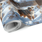 オーストラリアの羊飼いが雪のクリスマスを過ごす ラッピングペーパー (ロールコーナー)