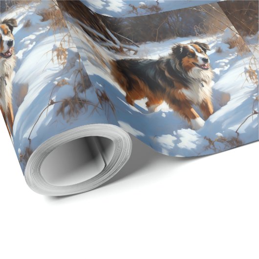 オーストラリアの羊飼いが雪のクリスマスを過ごす ラッピングペーパー (ロールコーナー)