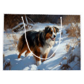 オーストラリアの羊飼いが雪のクリスマスを過ごす ラージペーパーバッグ (裏面)