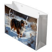 オーストラリアの羊飼いが雪のクリスマスを過ごす ラージペーパーバッグ (正面アングル)