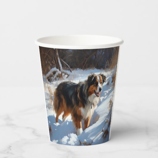 オーストラリアの羊飼いが雪のクリスマスを過ごす 紙コップ (裏面)