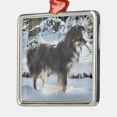 オーストラリアの羊飼いで雪が満三番目 メタルオーナメント (左)