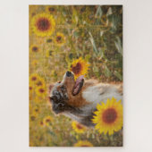 オーストラリアの羊飼いとヒマワリ ジグソーパズル (縦)