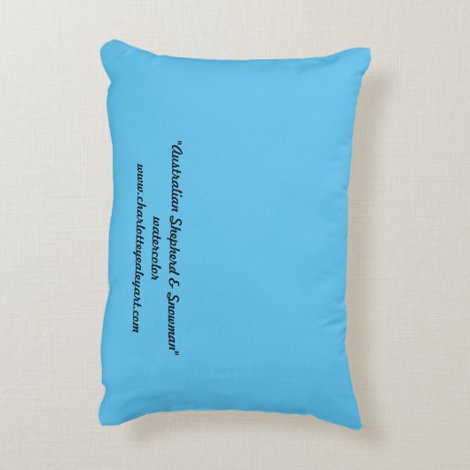 オーストラリアの羊飼いと雪だるまの犬用アート枕 アクセントクッション (裏面(縦))