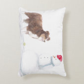 オーストラリアの羊飼いと雪だるまの犬用アート枕 アクセントクッション (正面(垂直))