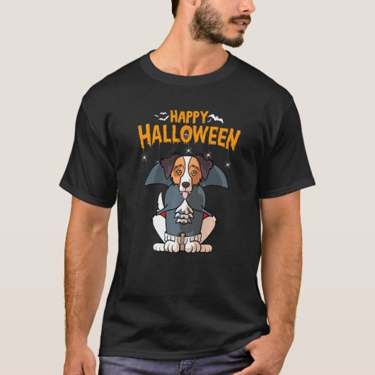 オーストラリアの羊飼いのオージー犬ハロウィン衣装 Tシャツ (正面)