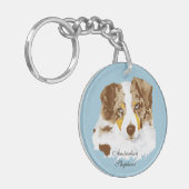 オーストラリアの羊飼いのカスタムなアクリルのkeychain キーホルダー (正面左)