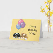 オーストラリアの羊飼いのカスタムなハッピーバースデーカード カード (黄色い花)