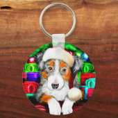 オーストラリアの羊飼いのクリスマスプレゼント キーホルダー (正面)