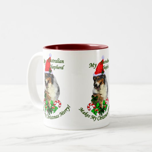 オーストラリアの羊飼いのクリスマスプレゼント ツートーンマグカップ (正面左)