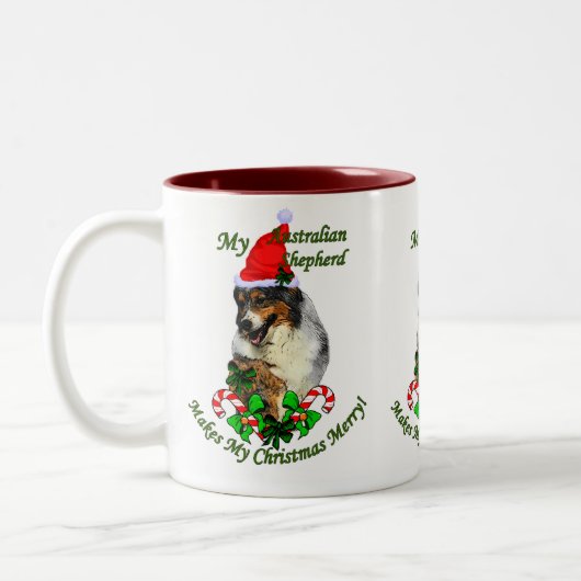 オーストラリアの羊飼いのクリスマスプレゼント ツートーンマグカップ (左)