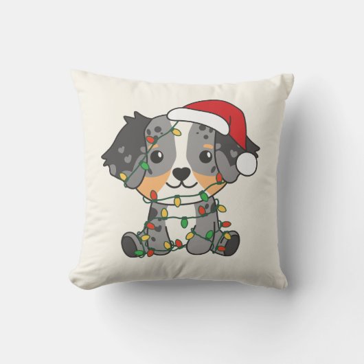 オーストラリアの羊飼いのクリスマス冬の動物 クッション (正面)