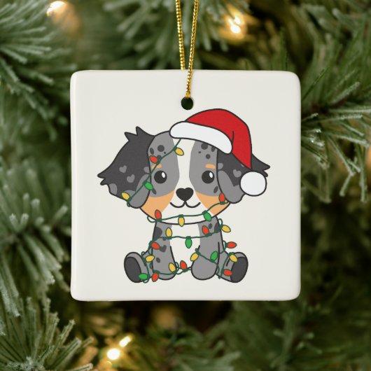 オーストラリアの羊飼いのクリスマス冬の動物 セラミックオーナメント (ツリー)