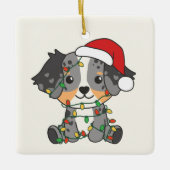 オーストラリアの羊飼いのクリスマス冬の動物 セラミックオーナメント (正面)