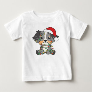 オーストラリアの羊飼いのクリスマス冬の動物 ベビーTシャツ
