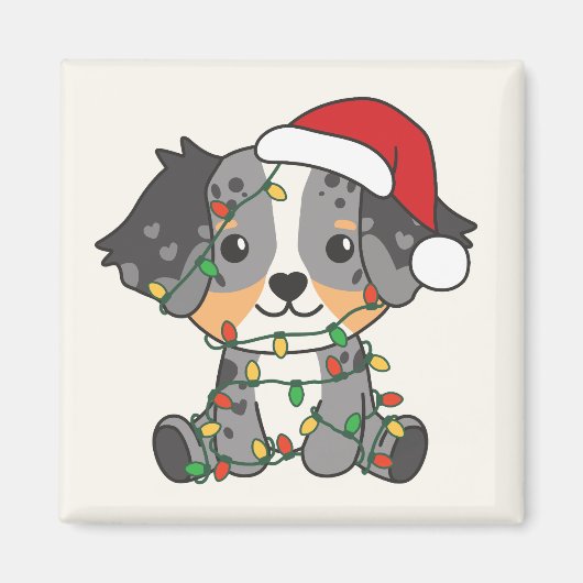 オーストラリアの羊飼いのクリスマス冬の動物 マグネット (正面)