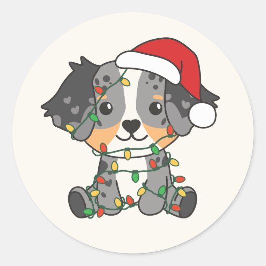 オーストラリアの羊飼いのクリスマス冬の動物 ラウンドシール (正面)
