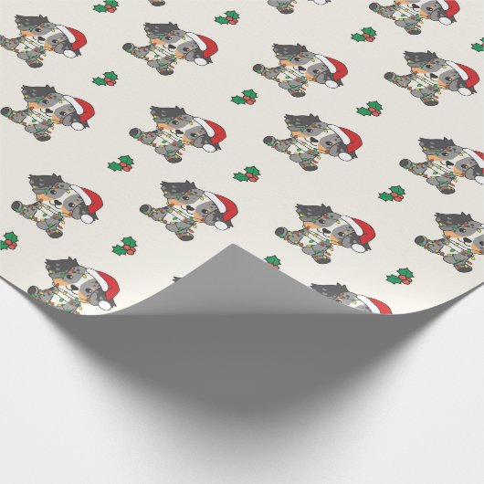 オーストラリアの羊飼いのクリスマス冬の動物 ラッピングペーパー (角)