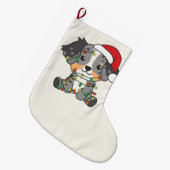 オーストラリアの羊飼いのクリスマス冬の動物 ラージクリスマスストッキング (正面 (吊り時))